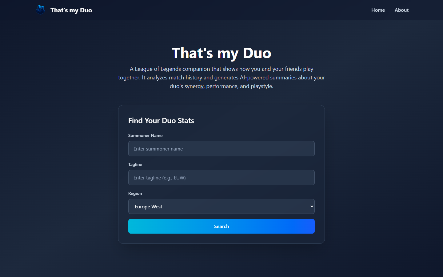 That's My Duo project screenshot showing the main interface